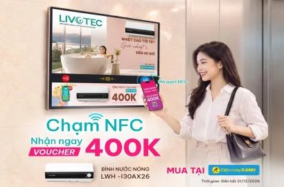 Tặng voucher 400k mua Bình nước nóng Livotec