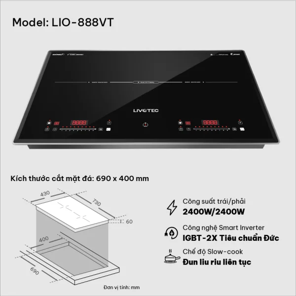 Bếp từ đôi Livotec Smart WiFi LIO-888VT 2