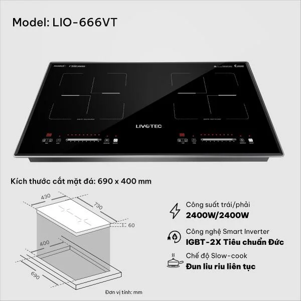 Bếp từ đôi Livotec LIO-666VT 2
