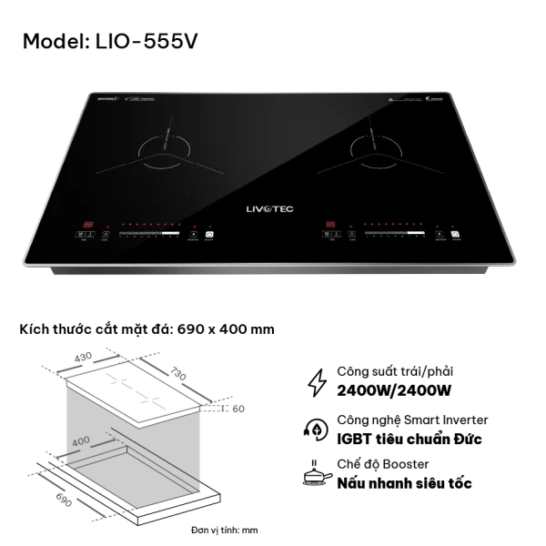 Bếp từ đôi Livotec E-smart LIO-555V 3