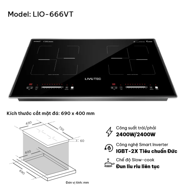 Bếp từ đôi Livotec E-smart LIO-666VT 3