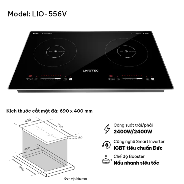 Bếp từ đôi Livotec E-smart LIO-556V 3