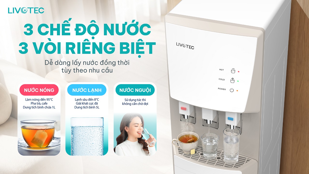 Cây nước nóng lạnh Livotec LD200 3 vòi riêng biệt