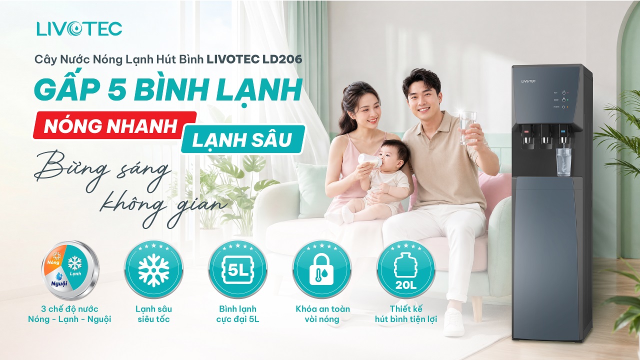 Cây nước nóng lạnh Livotec LD206 nóng nhanh tiện lợi