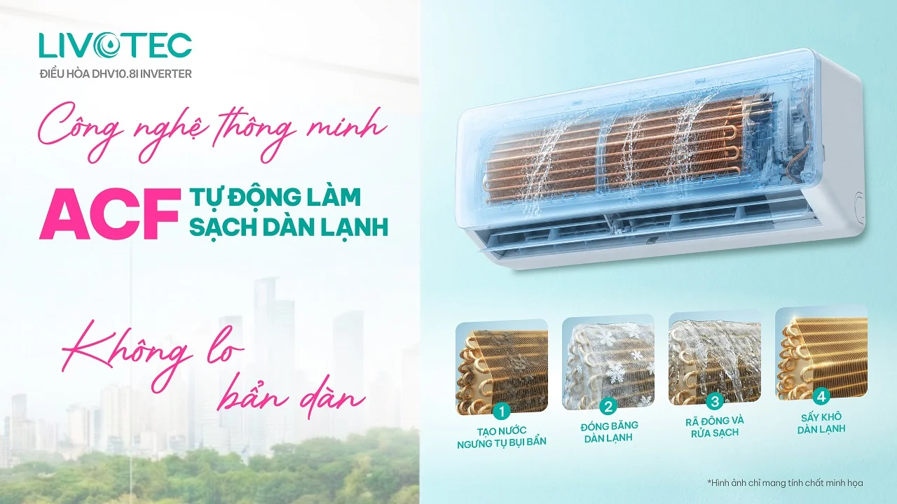 Livotec DHV10.8I Inverter ACF tự động làm sạch