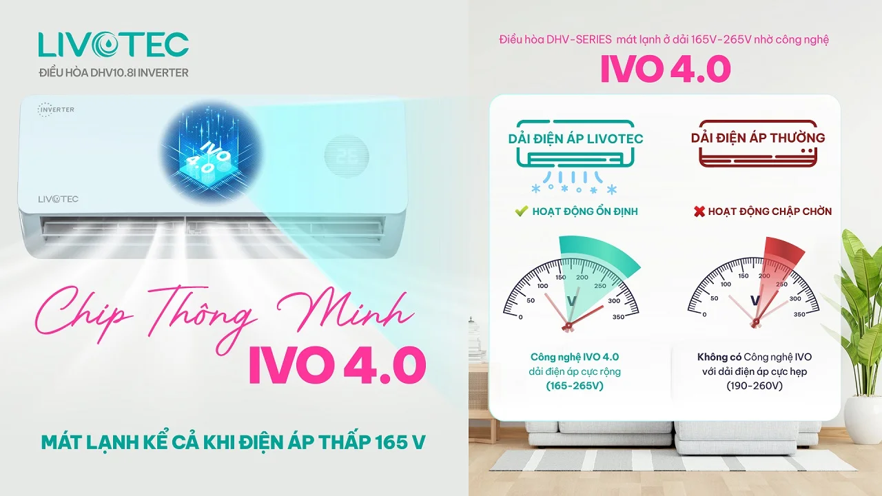 Livotec DHV10.8I Inverter chip IVO 4.0 thông minh