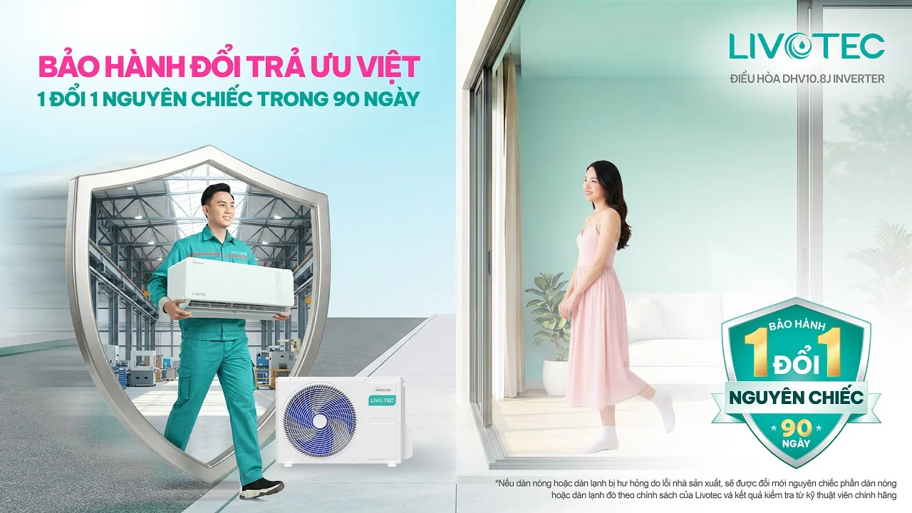 Livotec DHV10.8J Inverter cam kết 1 đổi 1 trong 90 ngày