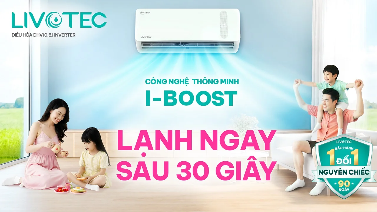 Điều hòa một chiều Livotec DHV10.8J Inverter làm lạnh nhanh chỉ sau 30 giây