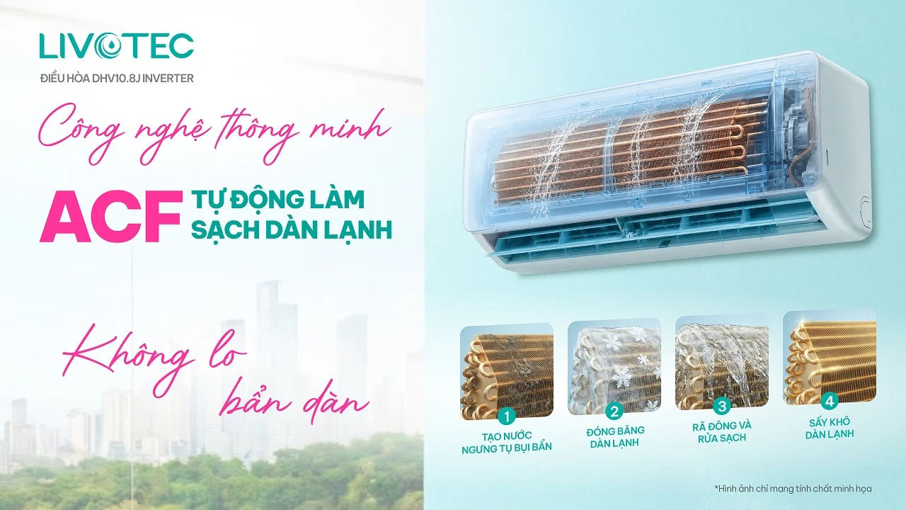Livotec DHV10.8J Inverter tự động làm sạch với công nghệ ACF