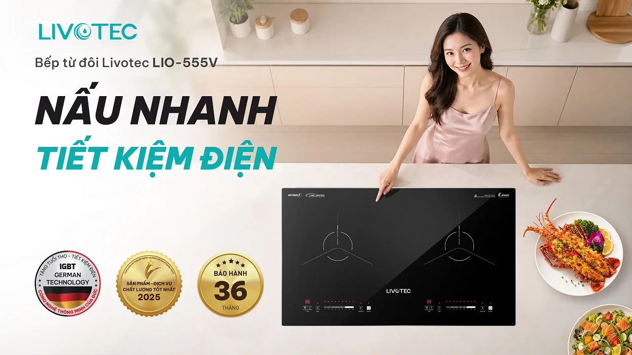 Bếp từ đôi Livotec E-smart LIO-555V nấu nhanh tiết kiệm điện