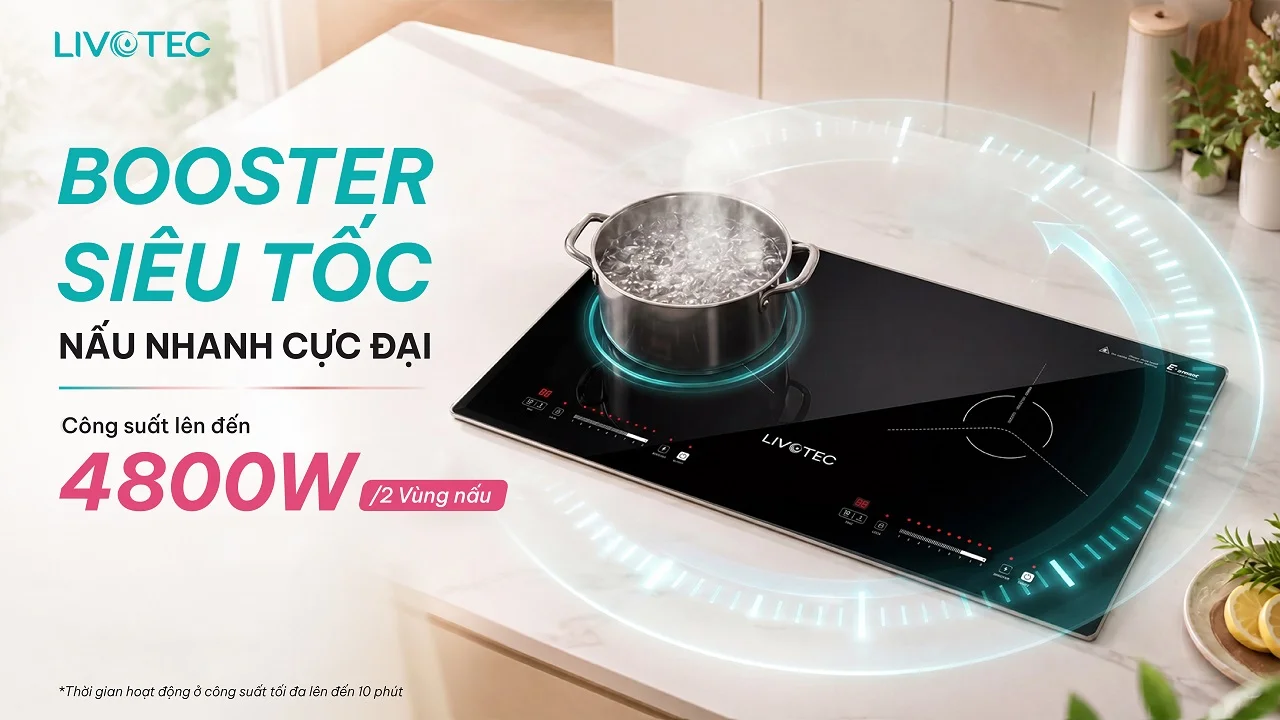 Chế độ Booster trên bếp từ đôi Livotec LIO-555V