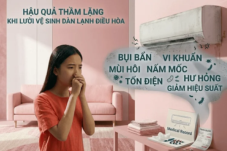 Dàn lạnh bẩn gây ảnh hưởng sức khỏe