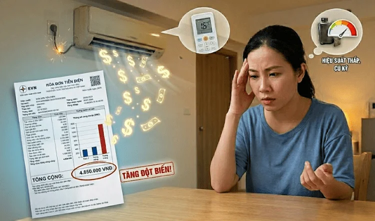 Hóa đơn điện tăng do máy chạy không đúng nhu cầu