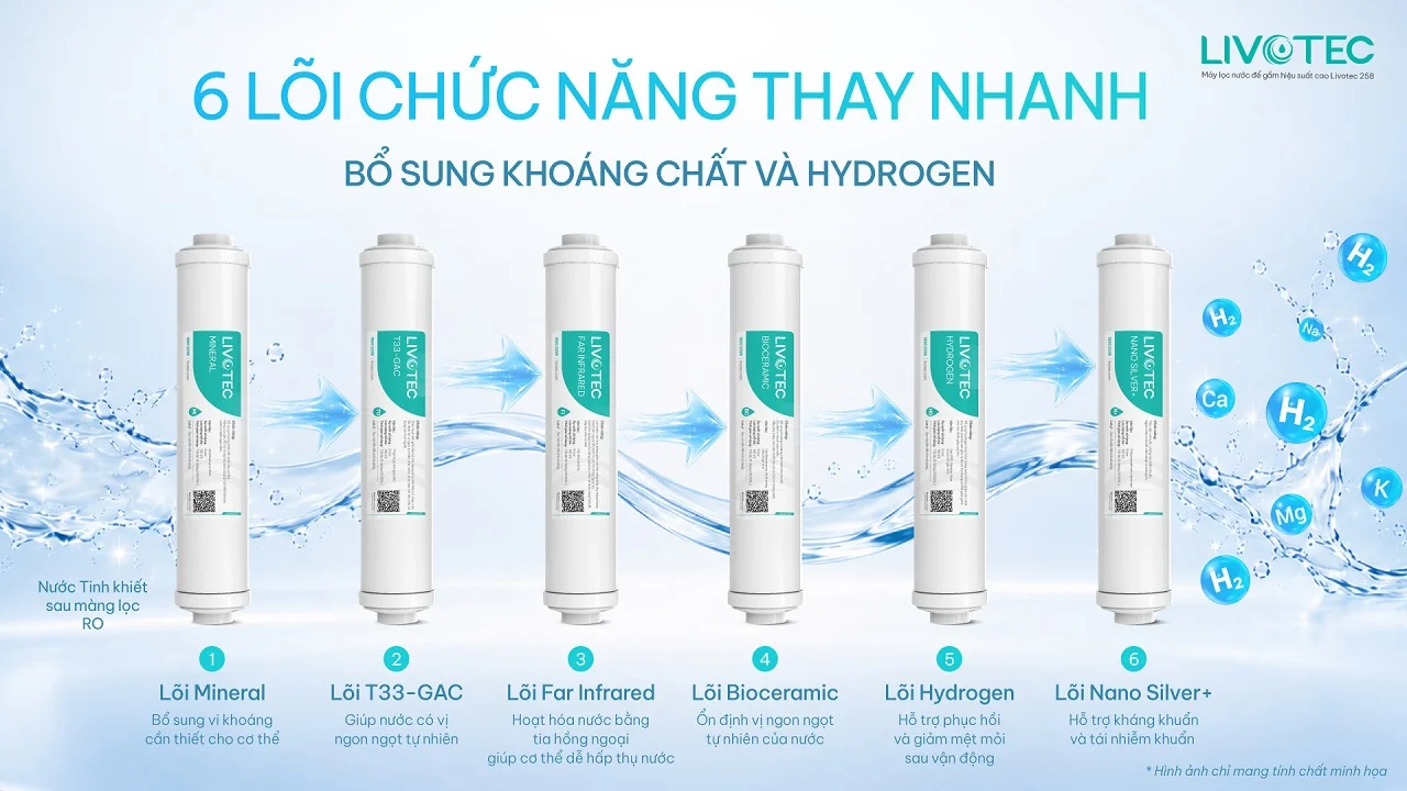 Livotec 258 có 6 lõi chức năng thay nhanh