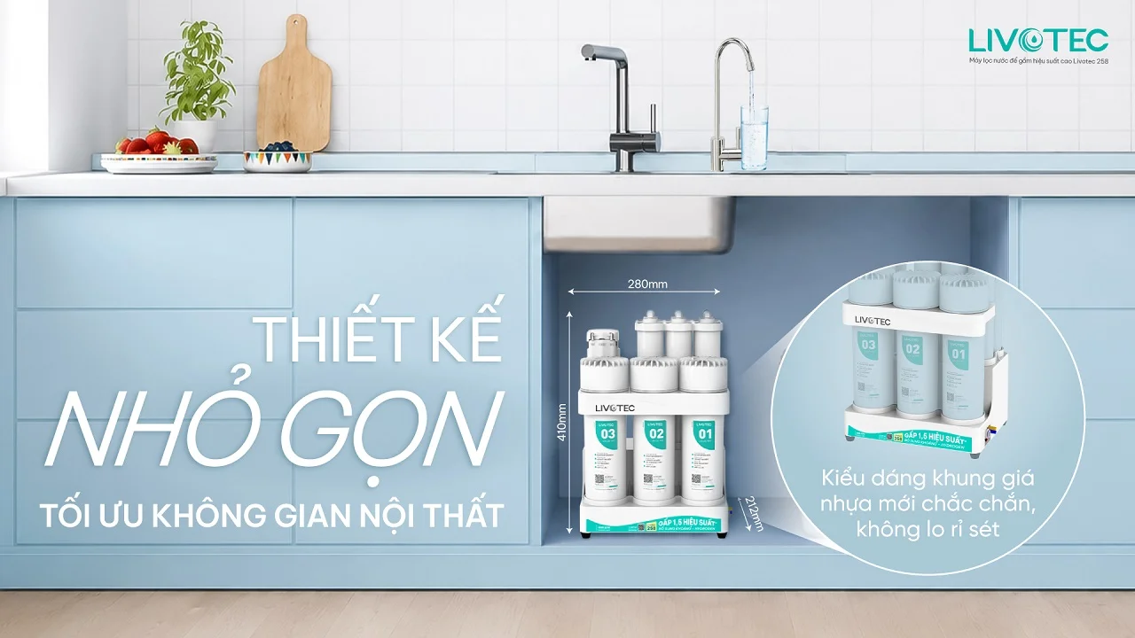 Máy lọc nước để gầm hiệu suất cao Livotec 258 thiết kế nhỏ gọn hiện đại