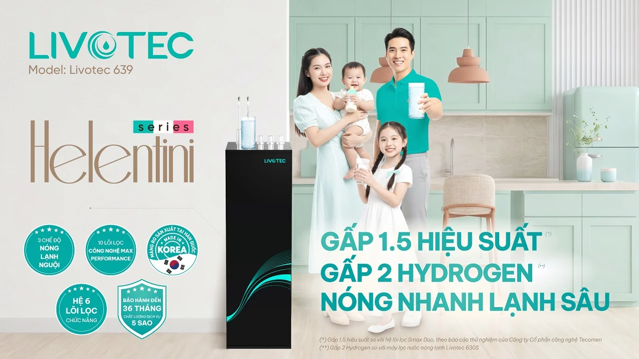 Máy lọc nước nóng lạnh Livotec 639 bổ sung Hydrogen gấp 2 lần