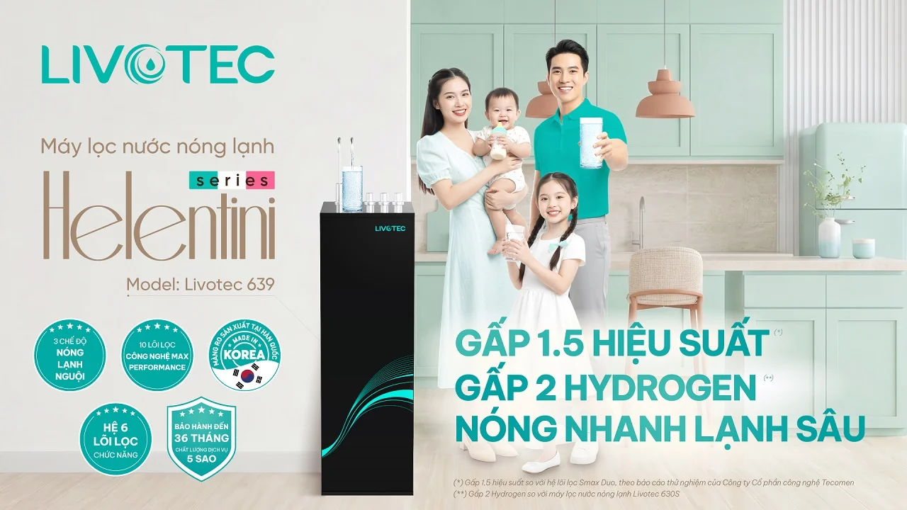 Máy lọc nước nóng lạnh Livotec 639 bổ sung Hydrogen gấp 2 lần