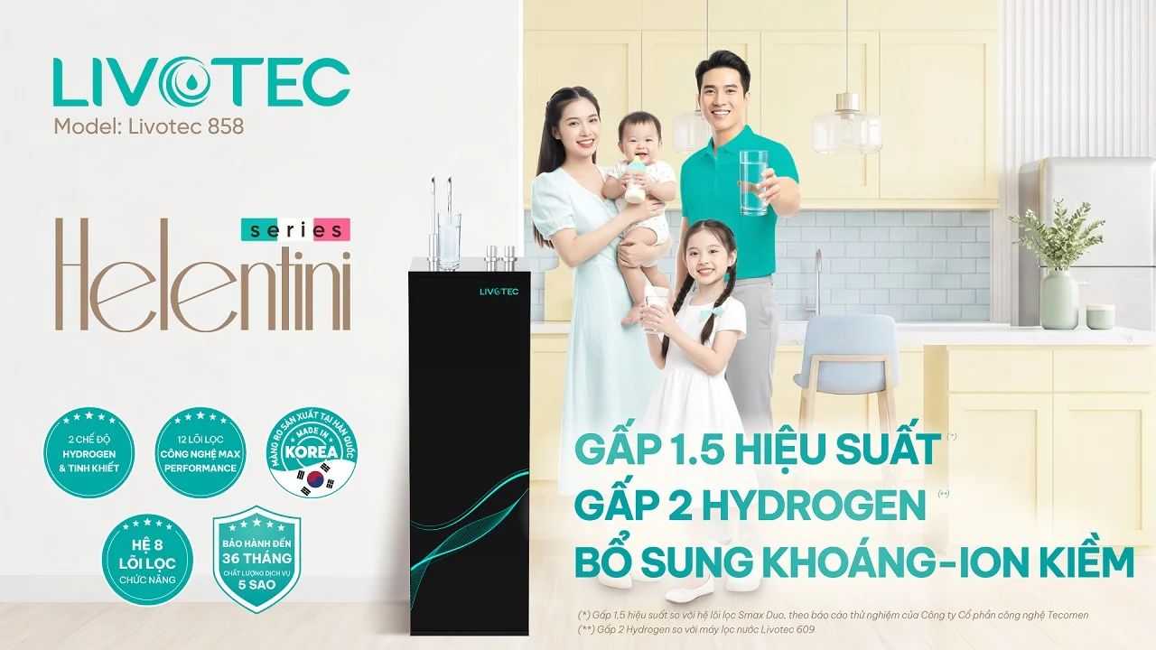 Máy lọc nước RO Livotec 858 bổ sung Hydrogen gấp 2 lần