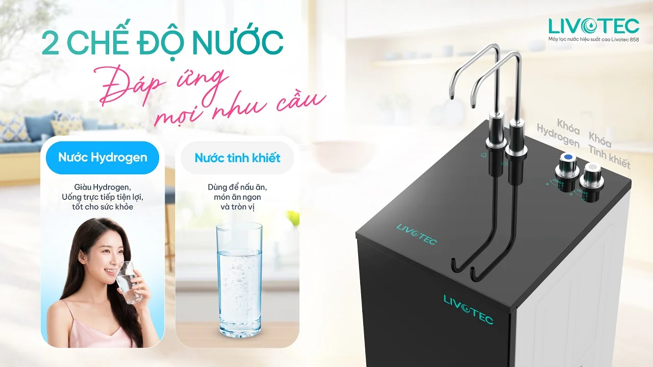 Máy lọc nước RO Livotec 858 cung cấp 2 chế độ nước tiện lợi