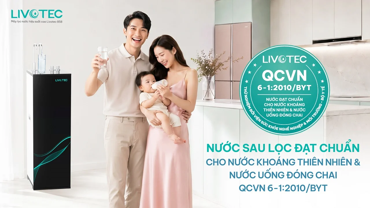 Máy lọc nước RO Livotec 858 cho nước đạt chuẩn QCVN 6-1-2010-BYT