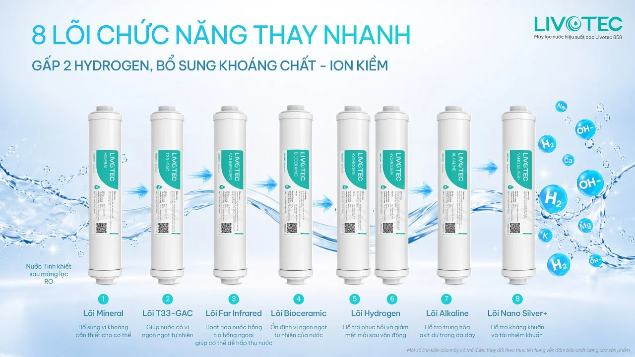 Livotec 858 trang bị 8 lõi chức năng thay nhanh