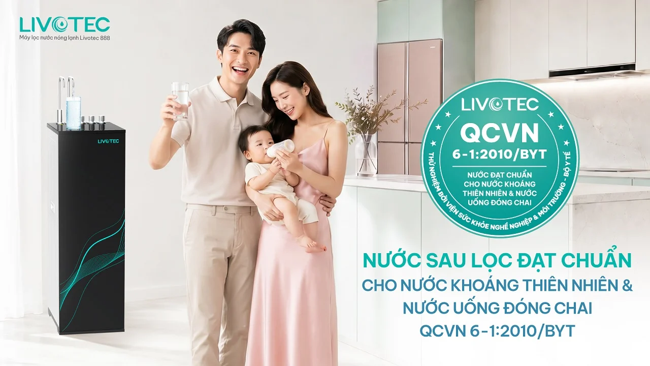 Máy lọc nước nóng lạnh Livotec 888 cho nước đạt chuẩn QCVN 6-1-2010-BYT