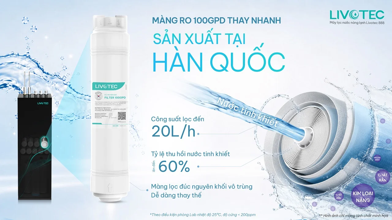 Livotec 888 tích hợp màng RO 100 GPD Hàn Quốc