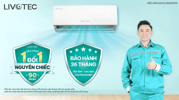 Máy lạnh 1.5 HP Livotec bảo hành tới 36 tháng