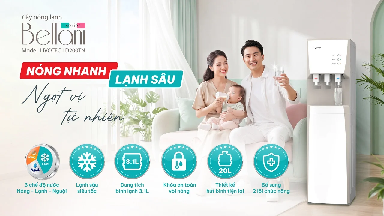 Cây nước nóng lạnh hút bình Livotec LD200TN nóng nhanh lạnh sâu