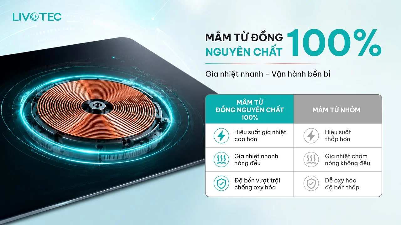 Livotec LIO-555V mâm từ đồng nguyên chất 100%