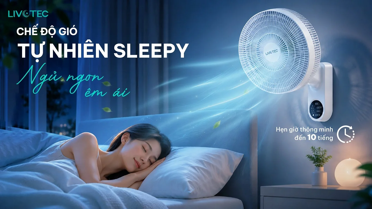 quạt treo tường Livotec W-450 chế độ gió Sleepy