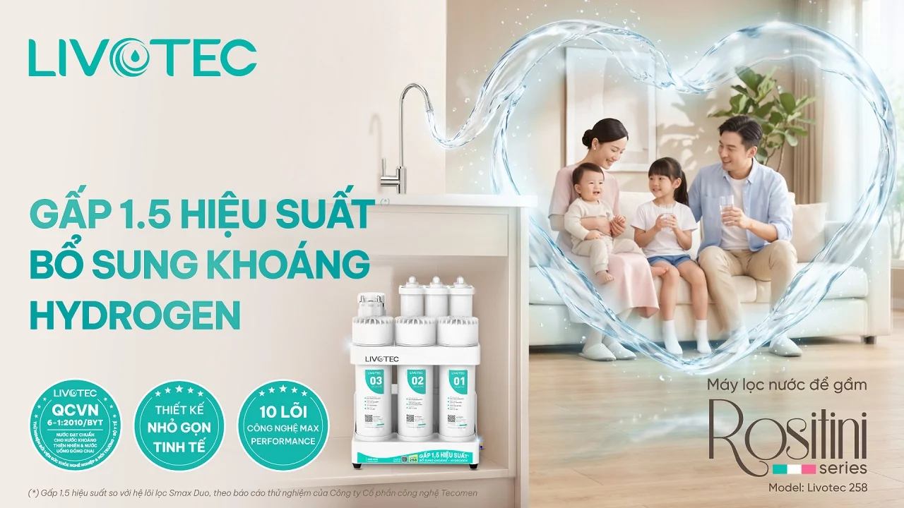 Máy lọc nước để gầm hiệu suất cao Livotec 258 bổ sung Hydrogen
