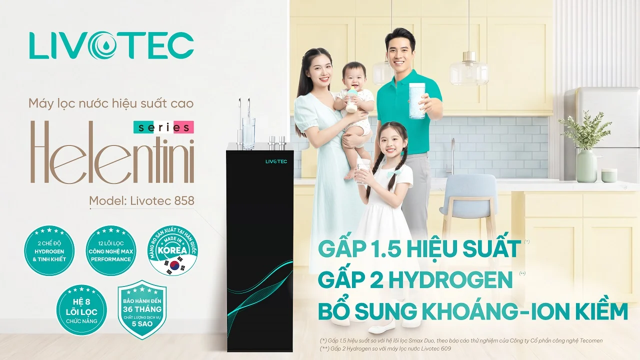 Máy lọc nước RO Livotec 858 bổ sung Hydrogen gấp 2 lần