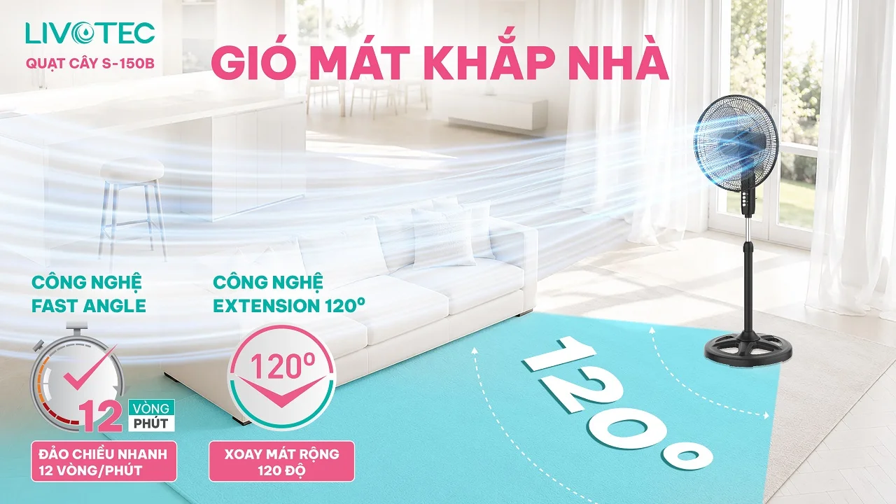 Livotec S-150B làm mát rộng khắp phòng