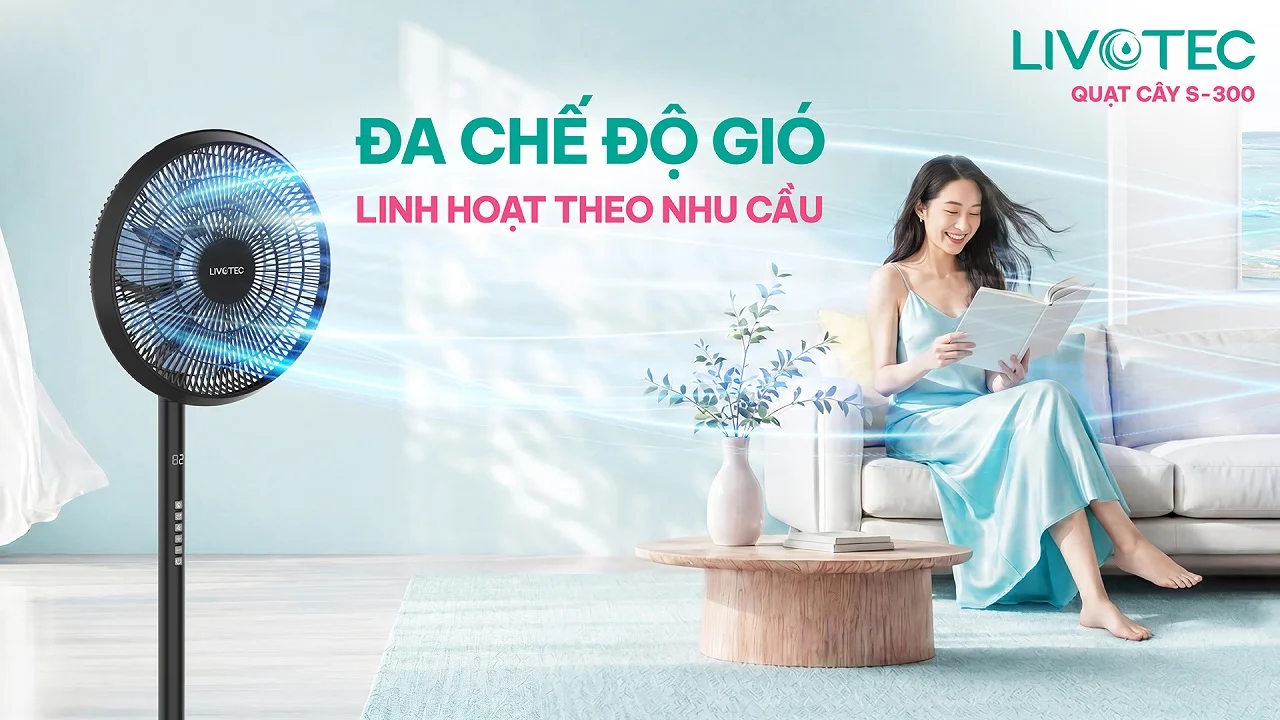 Quạt cây Livotec S-300 được trang bị 3 cấp độ gió