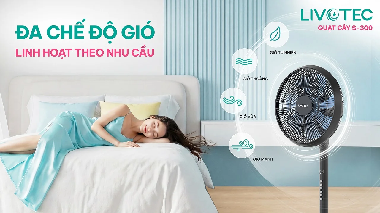 Quạt cây Livotec S-300 được trang bị 3 cấp độ gió