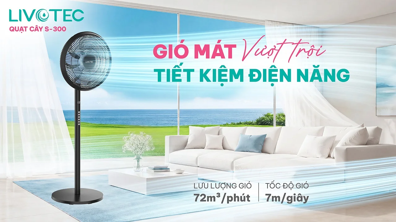 Quạt cây Livotec S-300 tạo luồng gió mạnh vượt trội
