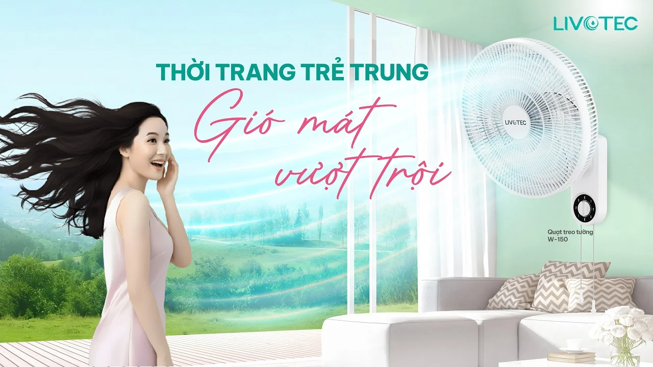 Quạt treo tường Livotec W-150 gió mát vượt trội