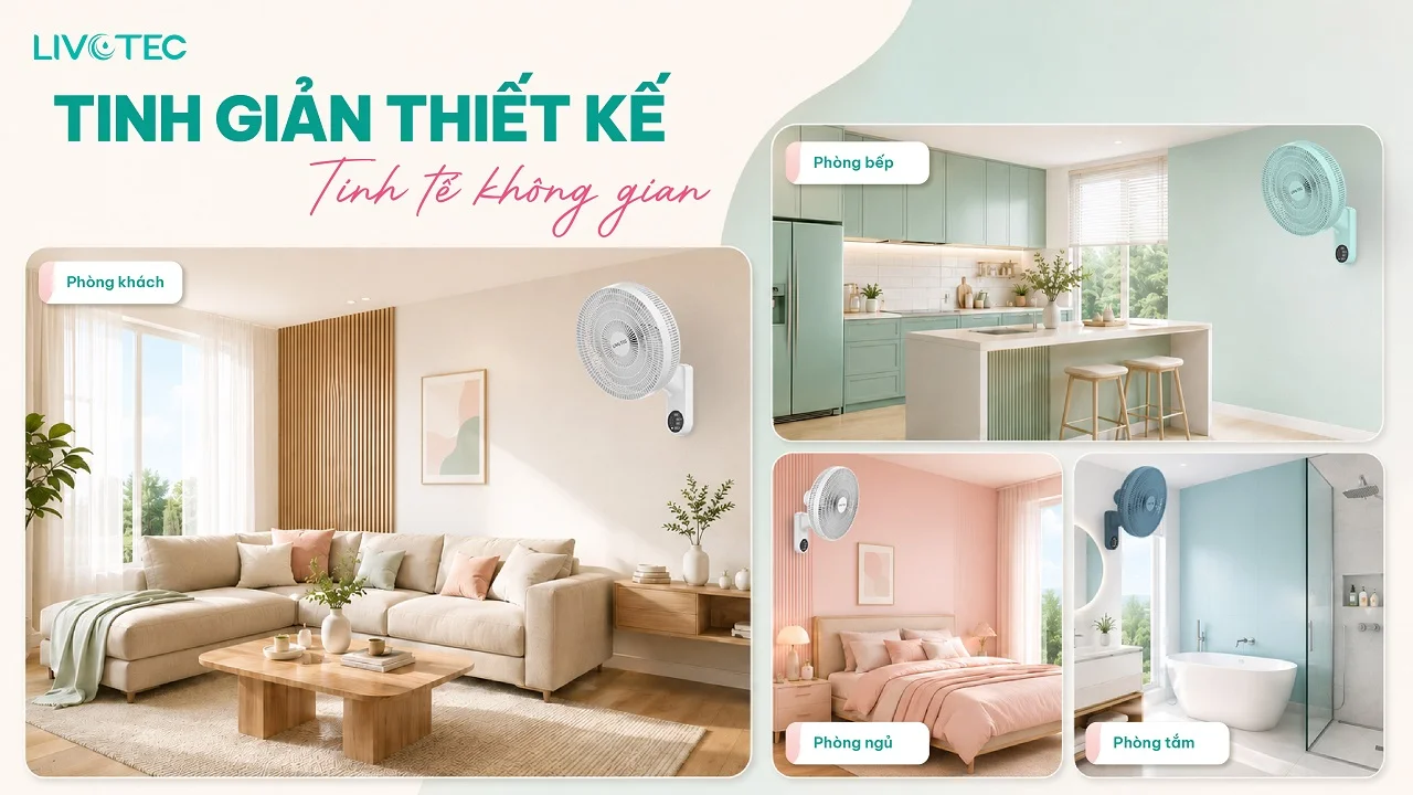 Quạt treo tường Livotec W-150 thiết kế tinh giản