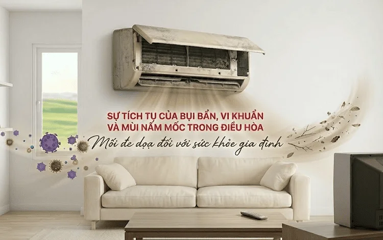 Sự tích tụ của bụi bẩn, vi khuẩn và mùi nấm mốc