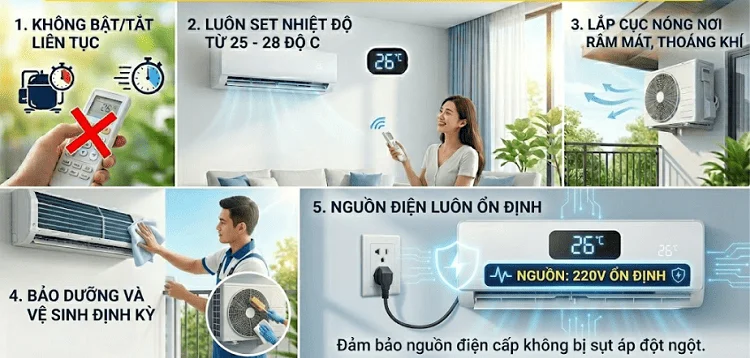 Bí kíp sử dụng máy lạnh để giữ lốc điều hòa bền bỉ