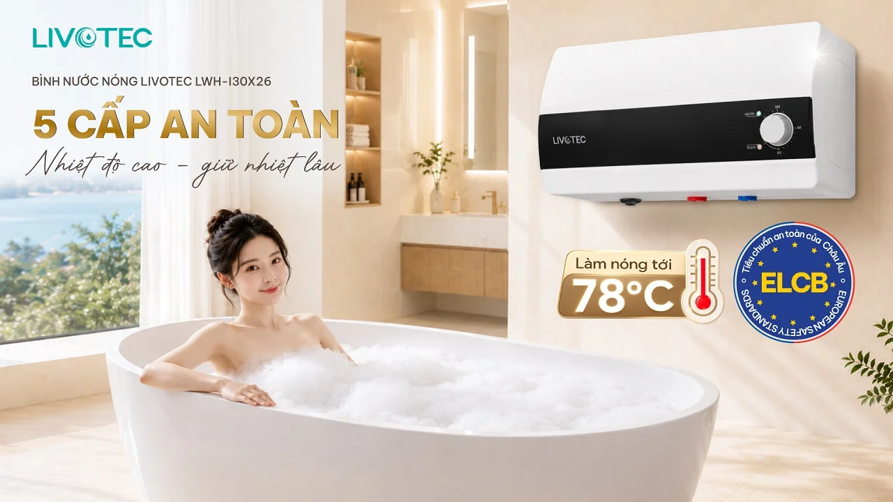Bình nước nóng gián tiếp Livotec LWH-I30X26 nhiệt độ cao, giữ nhiệt lâu