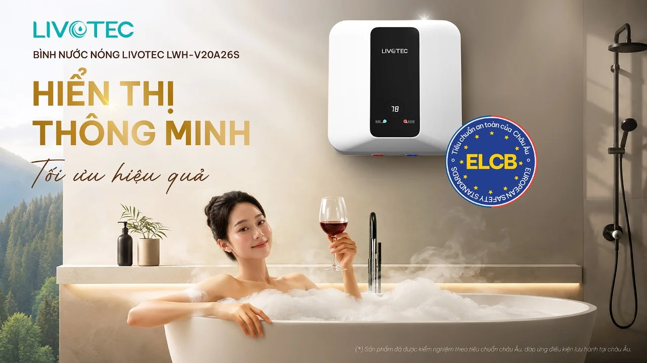 Bình nước nóng gián tiếp Livotec LWH-V20A26S hiển thị thông minh