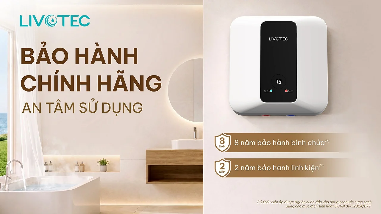 Bình nước nóng Livotec LWH-V15A26S bảo hành chính hãng