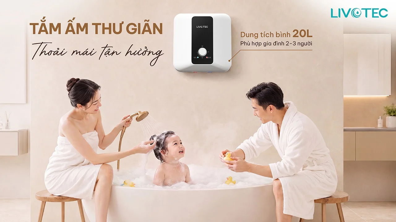 Bình nước nóng Livotec LWH-V20X26 dung tích 20