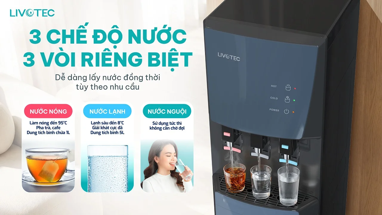 Cây nước nóng lạnh Livotec LX208 3 chế độ nước
