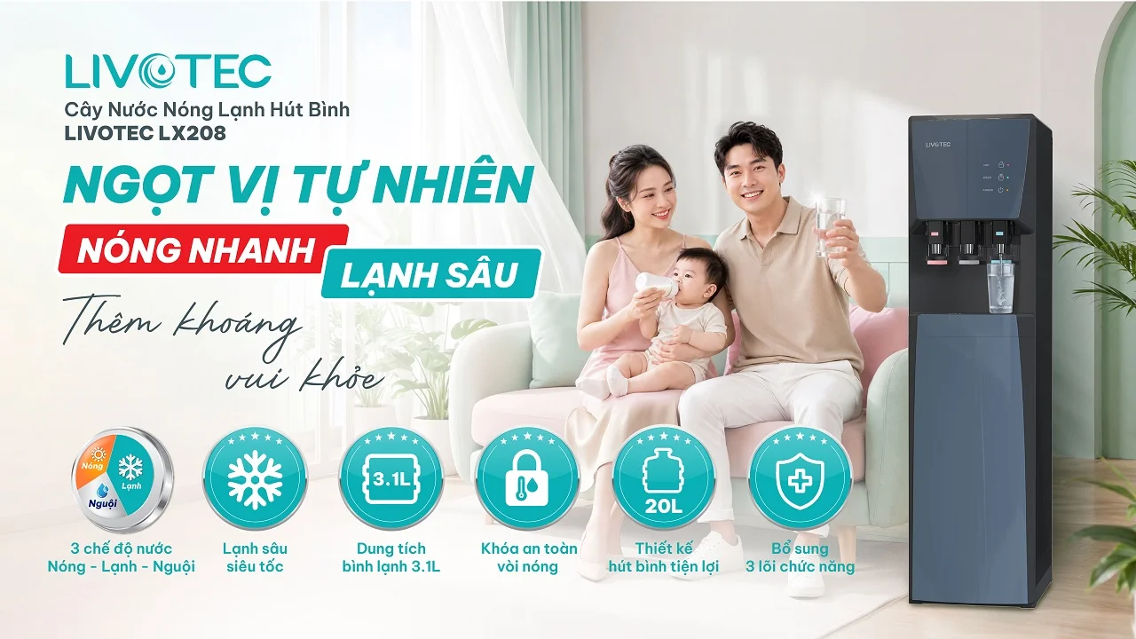 Cây nước nóng lạnh Livotec LX208 ngọt vị tự nhiên thêm khoáng
