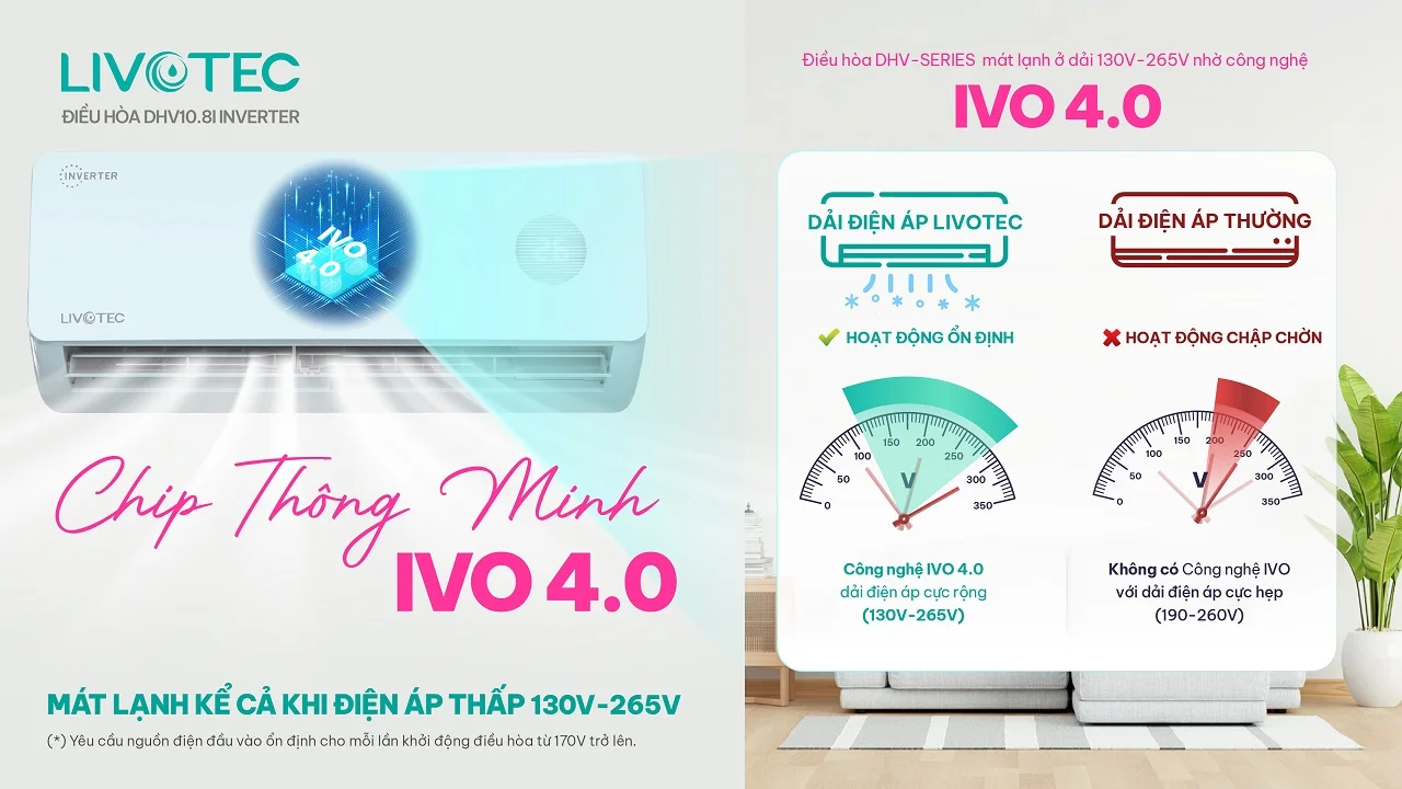 Livotec DHV10.8I Inverter chip IVO 4.0 thông minh
