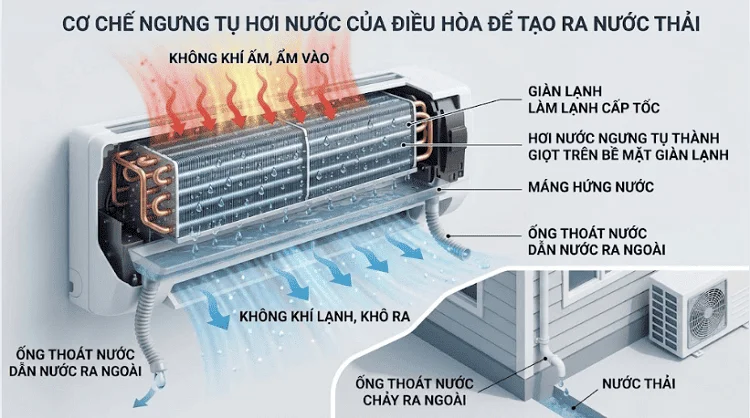 Cơ chế ngưng tụ hơi nước trên điều hòa