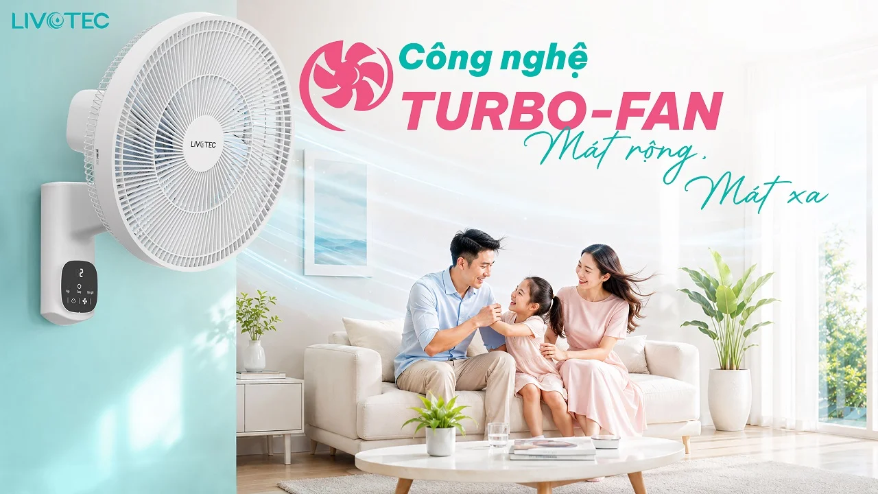 Công nghệ Turbo-Fan trên quạt treo tường Livotec W-350
